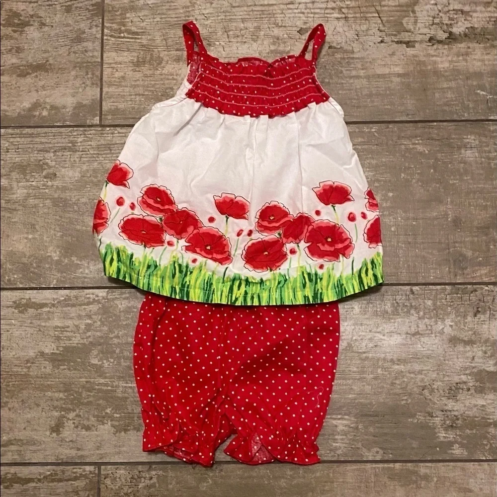 Park Bench Kids Floral Polka Dot 2-Piece Set Size 12 Months New Without Tag